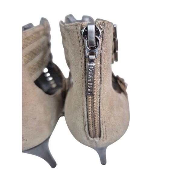 Calvin Klein Leather Cage Gladiator Stiletto Heel Sandals Suede Snakeskin 9 NWOB - Picture 7 of 7